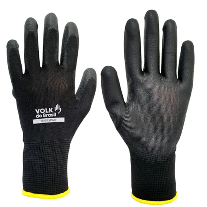 Luva Tátil Poliéster com banho em PU Black